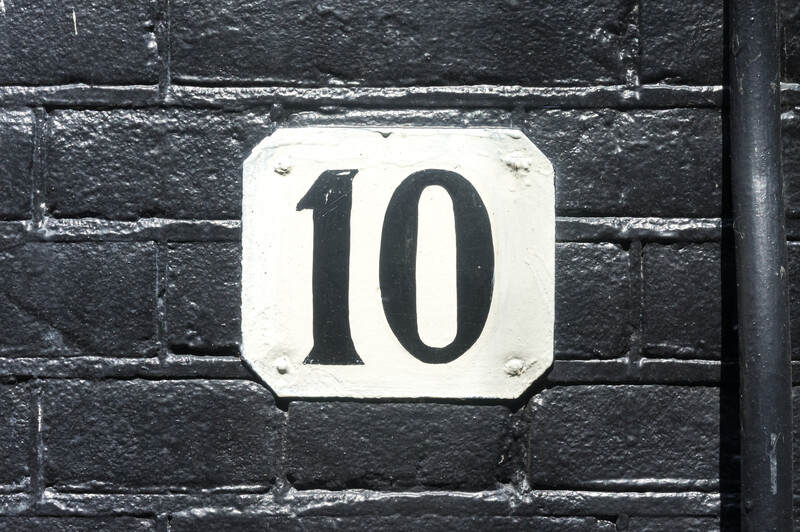 number 10 on black bricks_canstockphoto54090776